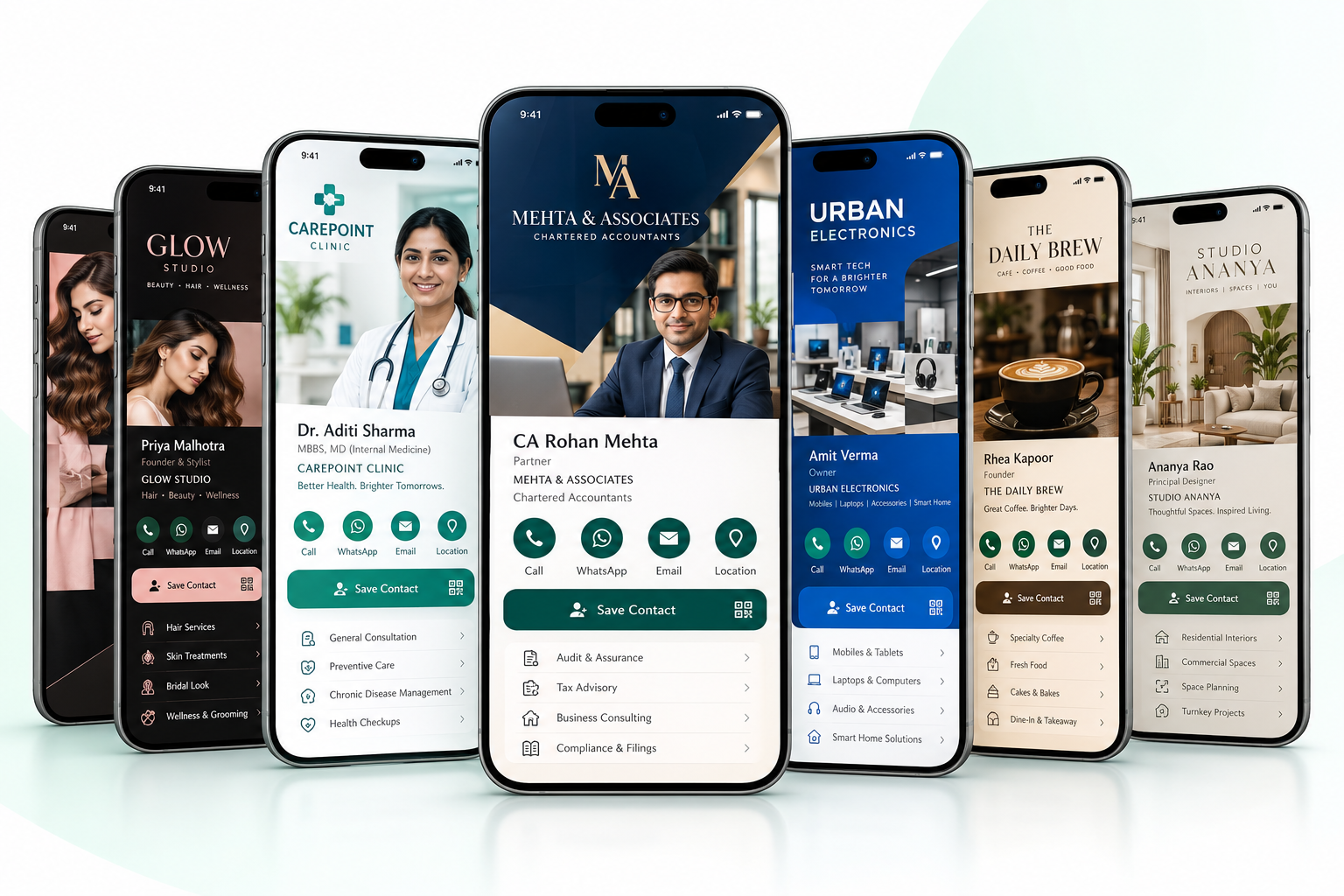 Digital card designs for different businesses